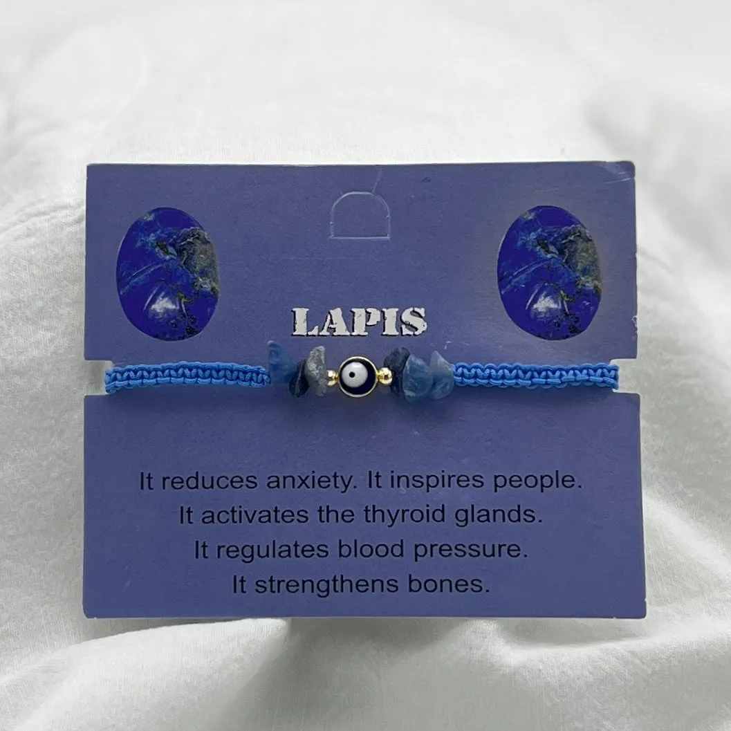 Zodiac Sign Natural Stone & Evil Eye Bracelet Set of 12