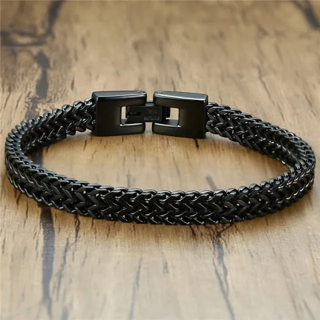 ZORCVENS 2022 New Double Rope Chain Mens Stainless Steel Bracelet Polish Color Punk Biker Pulseira Masculina Jewelry