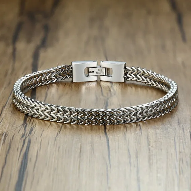 ZORCVENS 2022 New Double Rope Chain Mens Stainless Steel Bracelet Polish Color Punk Biker Pulseira Masculina Jewelry