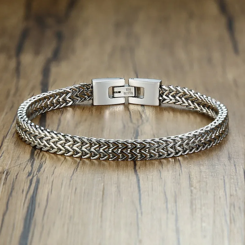 ZORCVENS 2022 New Double Rope Chain Mens Stainless Steel Bracelet Polish Color Punk Biker Pulseira Masculina Jewelry